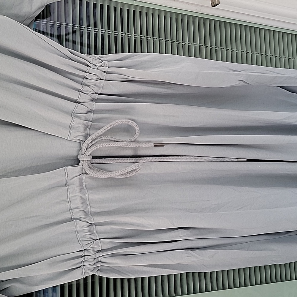 Everlane Cotton Tee Dress Tie Front Sz M Blue Gray One Side Slit Relaxed Fit - Picture 4 of 12